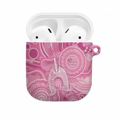 50 Years Deadly NAIDOC Week 2026 Personalised AirPods Case Dhari Pink Indigenous Art