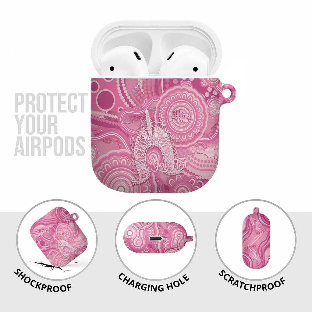 50 Years Deadly NAIDOC Week 2026 Personalised AirPods Case Dhari Pink Indigenous Art