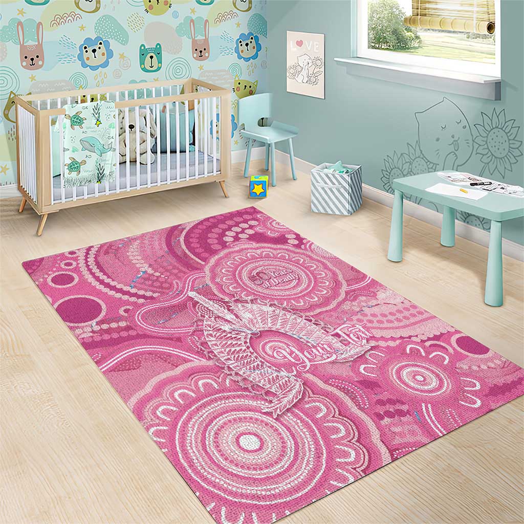 50 Years Deadly NAIDOC Week 2026 Personalised Area Rug Dhari Pink Indigenous Art