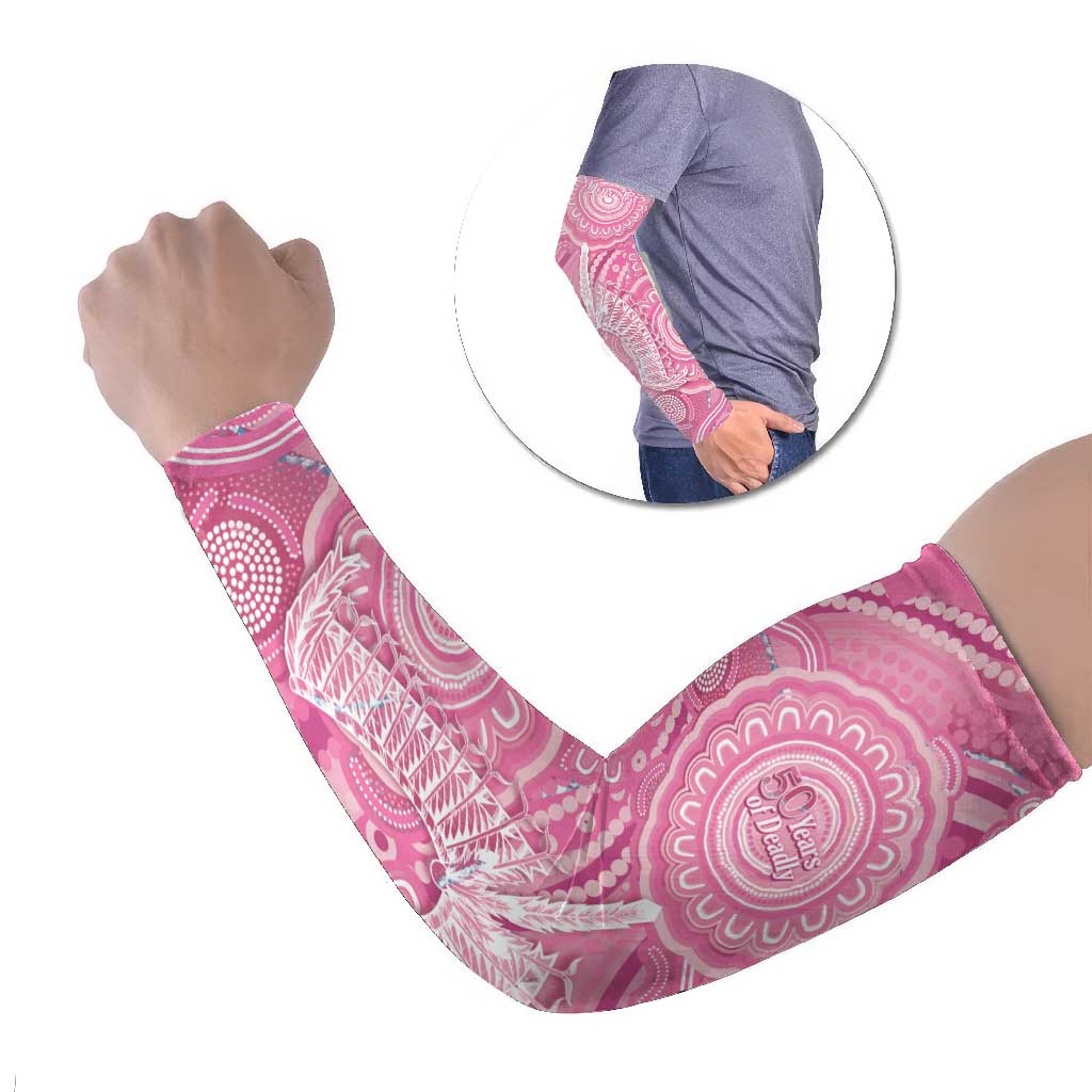50 Years Deadly NAIDOC Week 2026 Personalised Arm Sleeves Dhari Pink Indigenous Art