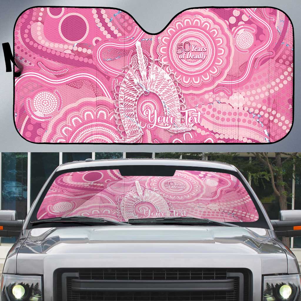 50 Years Deadly NAIDOC Week 2026 Personalised Auto Sun Shade Dhari Pink Indigenous Art