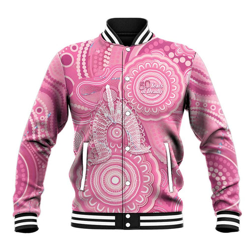 50 Years Deadly NAIDOC Week 2026 Personalised Baseball Jacket Dhari Pink Indigenous Art