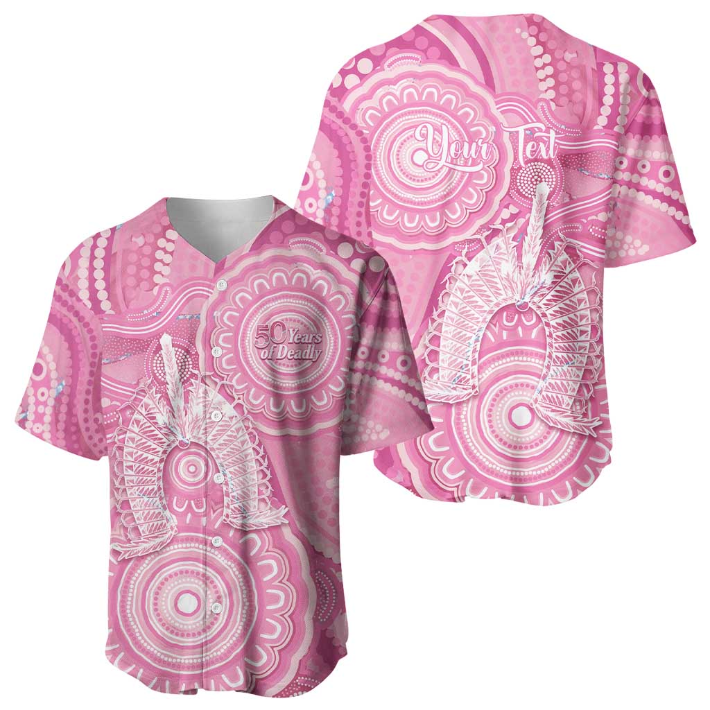 50 Years Deadly NAIDOC Week 2026 Personalised Baseball Jersey Dhari Pink Indigenous Art