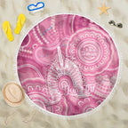 50 Years Deadly NAIDOC Week 2026 Personalised Beach Blanket Dhari Pink Indigenous Art