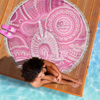 50 Years Deadly NAIDOC Week 2026 Personalised Beach Blanket Dhari Pink Indigenous Art