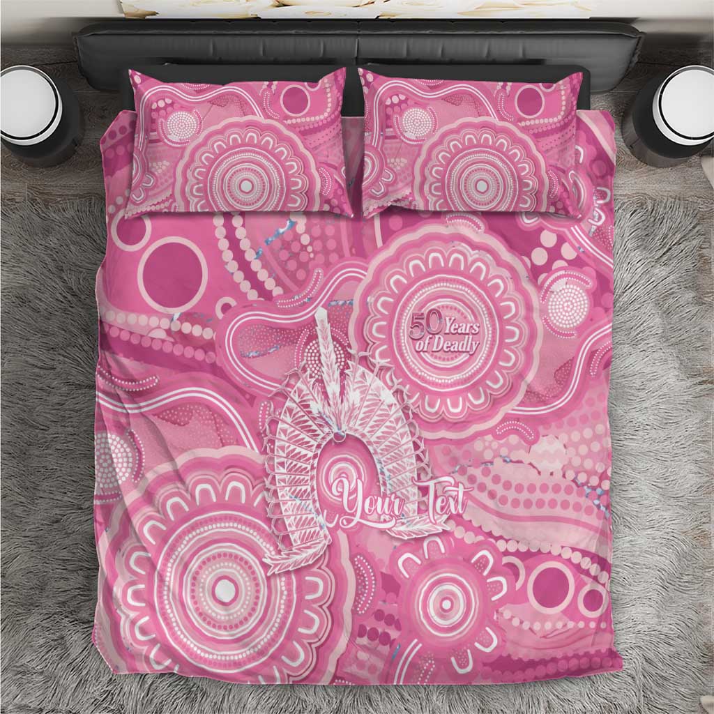50 Years Deadly NAIDOC Week 2026 Personalised Bedding Set Dhari Pink Indigenous Art