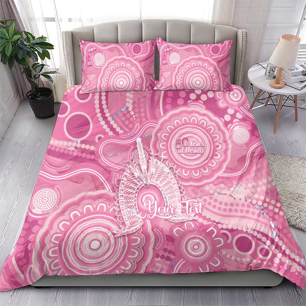50 Years Deadly NAIDOC Week 2026 Personalised Bedding Set Dhari Pink Indigenous Art