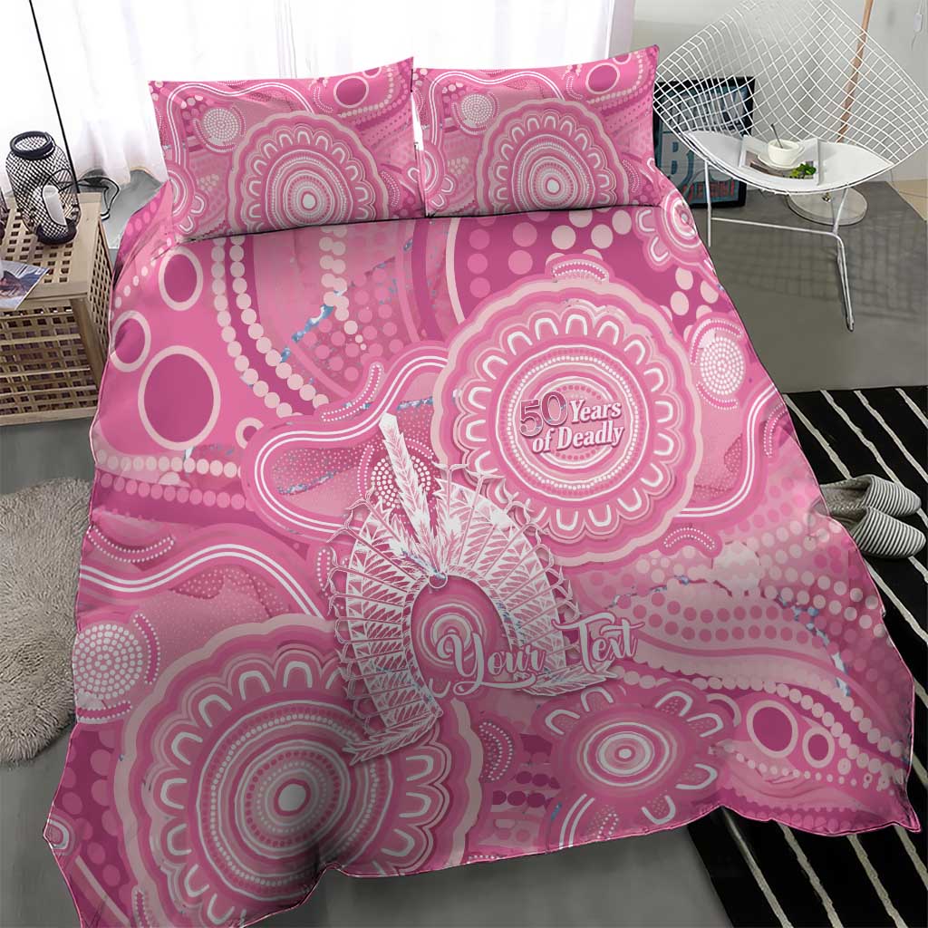 50 Years Deadly NAIDOC Week 2026 Personalised Bedding Set Dhari Pink Indigenous Art