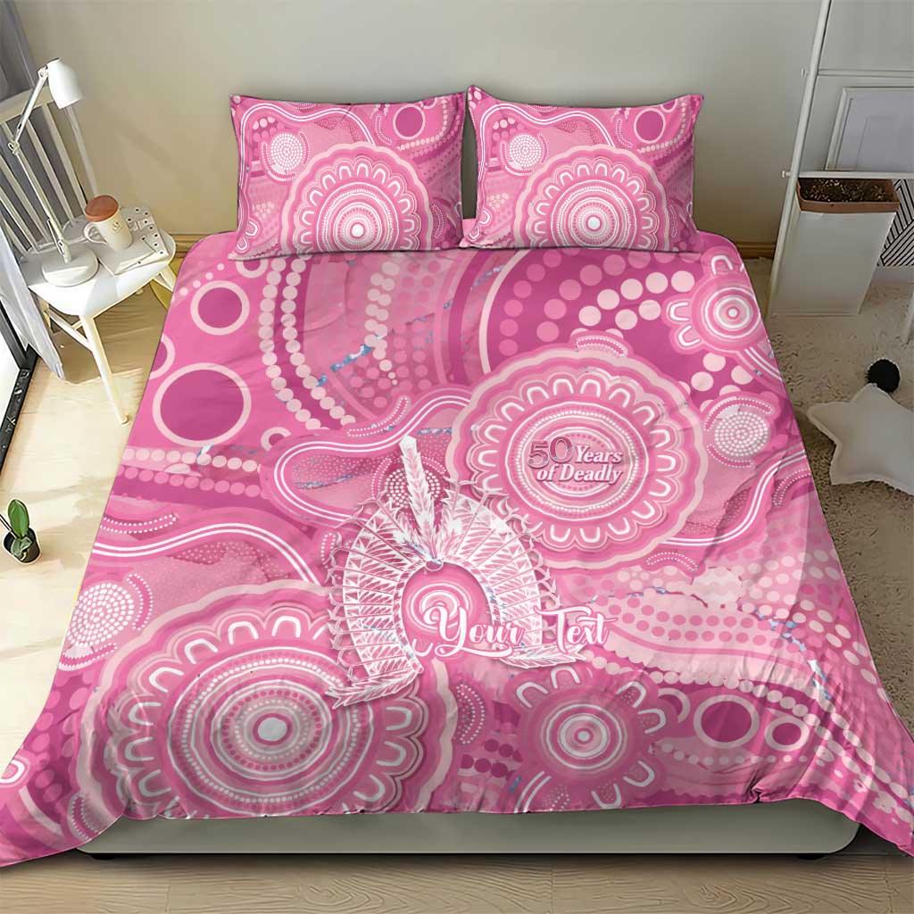 50 Years Deadly NAIDOC Week 2026 Personalised Bedding Set Dhari Pink Indigenous Art