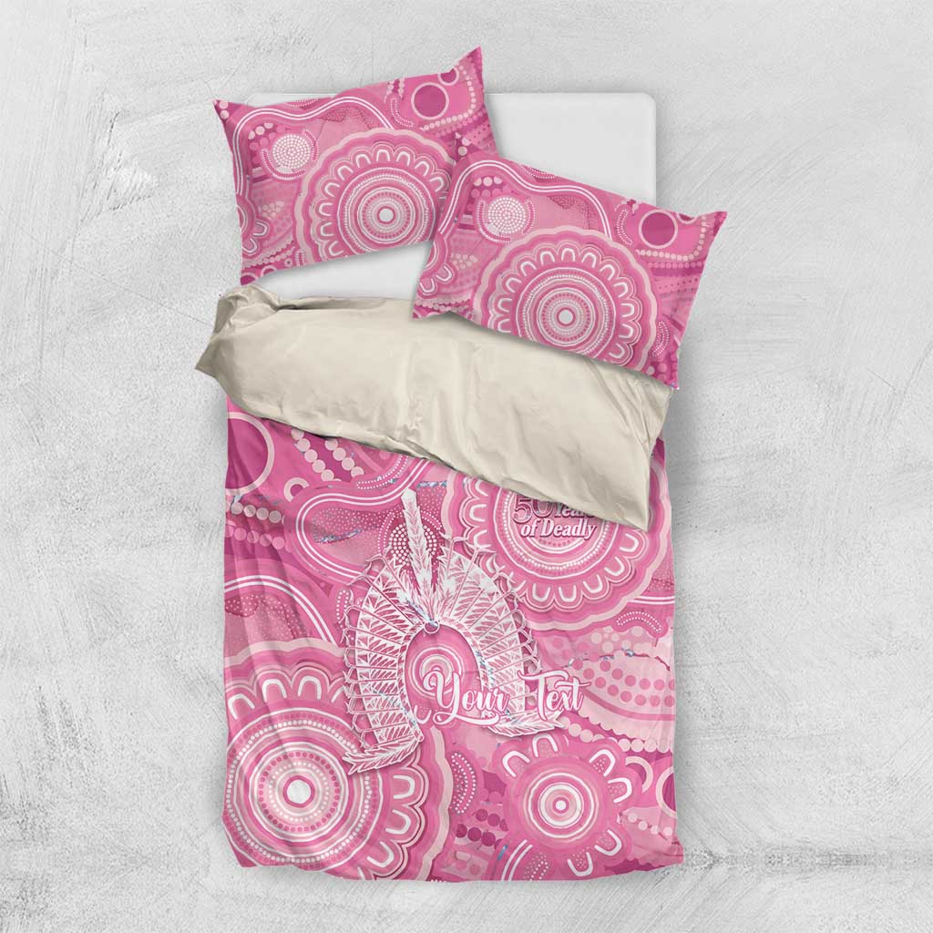 50 Years Deadly NAIDOC Week 2026 Personalised Bedding Set Dhari Pink Indigenous Art