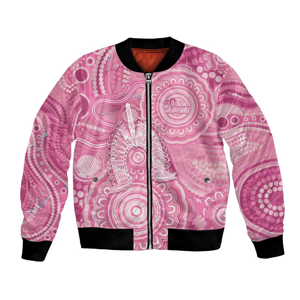 50 Years Deadly NAIDOC Week 2026 Personalised Bomber Jacket Dhari Pink Indigenous Art