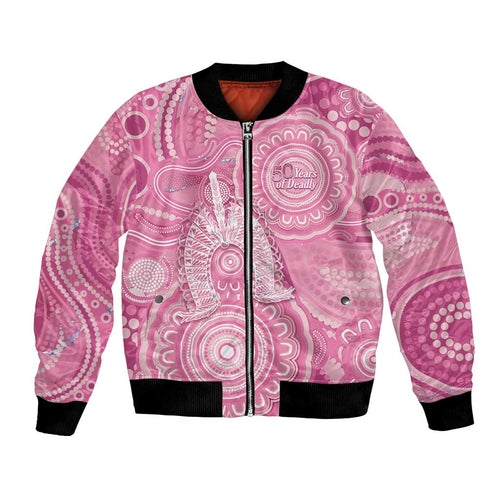 50 Years Deadly NAIDOC Week 2026 Personalised Bomber Jacket Dhari Pink Indigenous Art