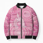 50 Years Deadly NAIDOC Week 2026 Personalised Bomber Puffer Jacket Dhari Pink Indigenous Art