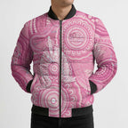 50 Years Deadly NAIDOC Week 2026 Personalised Bomber Puffer Jacket Dhari Pink Indigenous Art