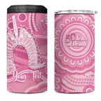 50 Years Deadly NAIDOC Week 2026 Personalised 4 in 1 Can Cooler Tumbler Dhari Pink Indigenous Art