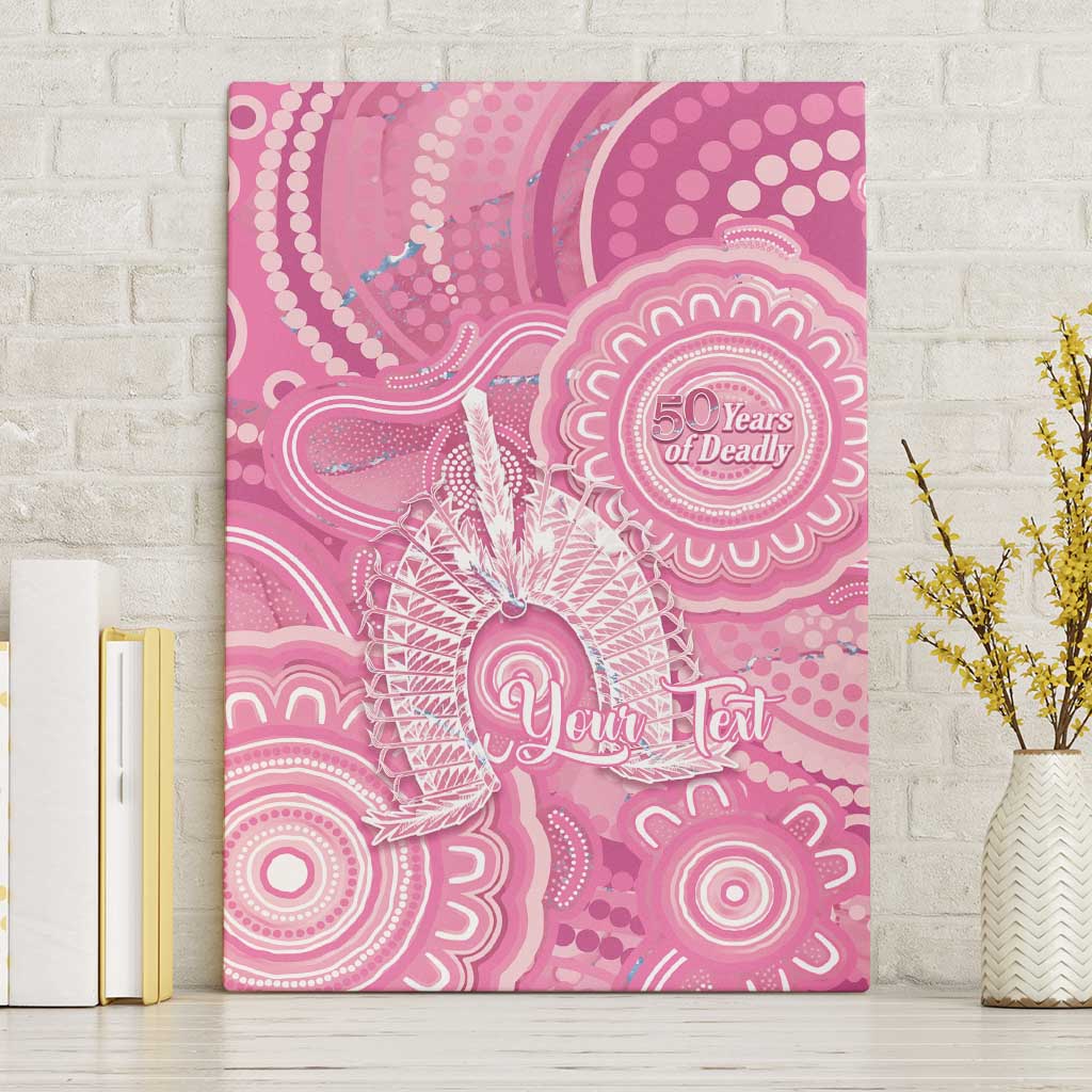 50 Years Deadly NAIDOC Week 2026 Personalised Canvas Wall Art Dhari Pink Indigenous Art