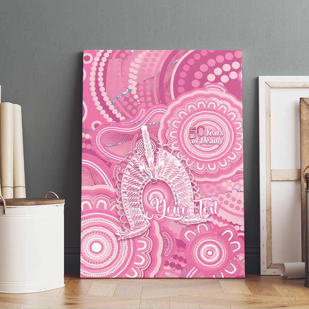 50 Years Deadly NAIDOC Week 2026 Personalised Canvas Wall Art Dhari Pink Indigenous Art