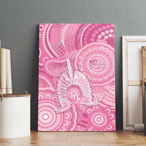 50 Years Deadly NAIDOC Week 2026 Personalised Canvas Wall Art Dhari Pink Indigenous Art