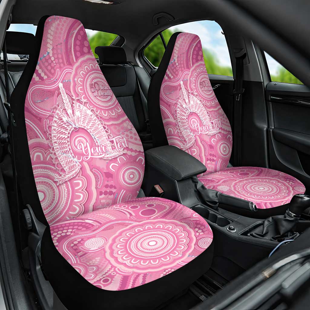 50 Years Deadly NAIDOC Week 2026 Personalised Car Seat Cover Dhari Pink Indigenous Art