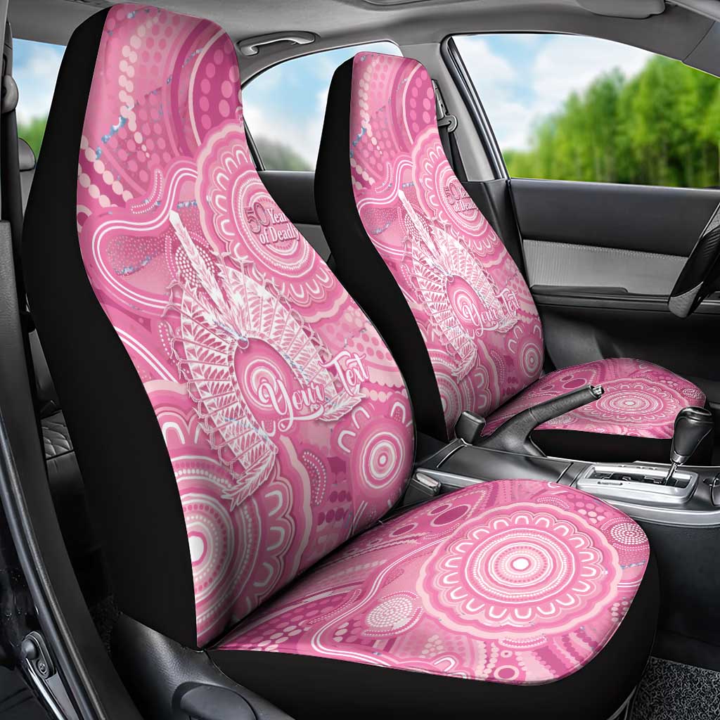 50 Years Deadly NAIDOC Week 2026 Personalised Car Seat Cover Dhari Pink Indigenous Art
