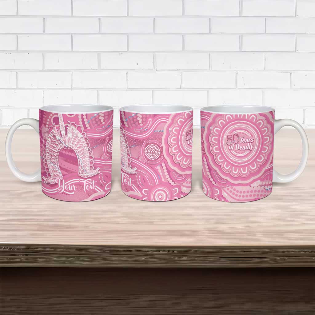 50 Years Deadly NAIDOC Week 2026 Personalised Ceramic Mug Dhari Pink Indigenous Art