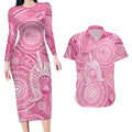 50 Years Deadly NAIDOC Week 2026 Personalised Couples Matching Long Sleeve Bodycon Dress and Hawaiian Shirt Dhari Pink Indigenous Art