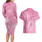 50 Years Deadly NAIDOC Week 2026 Personalised Couples Matching Long Sleeve Bodycon Dress and Hawaiian Shirt Dhari Pink Indigenous Art