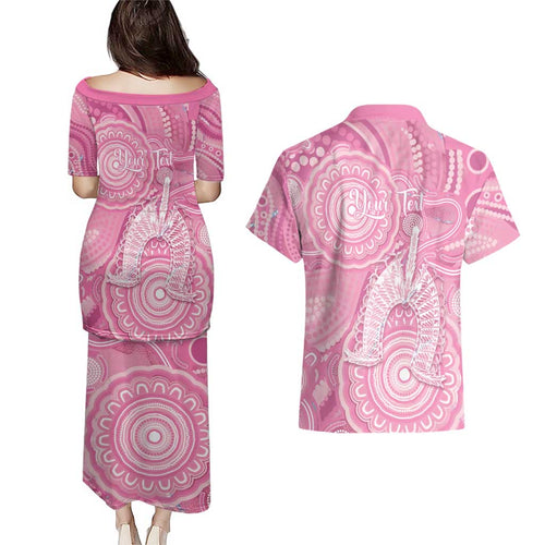 50 Years Deadly NAIDOC Week 2026 Personalised Couples Matching Puletasi and Hawaiian Shirt Dhari Pink Indigenous Art