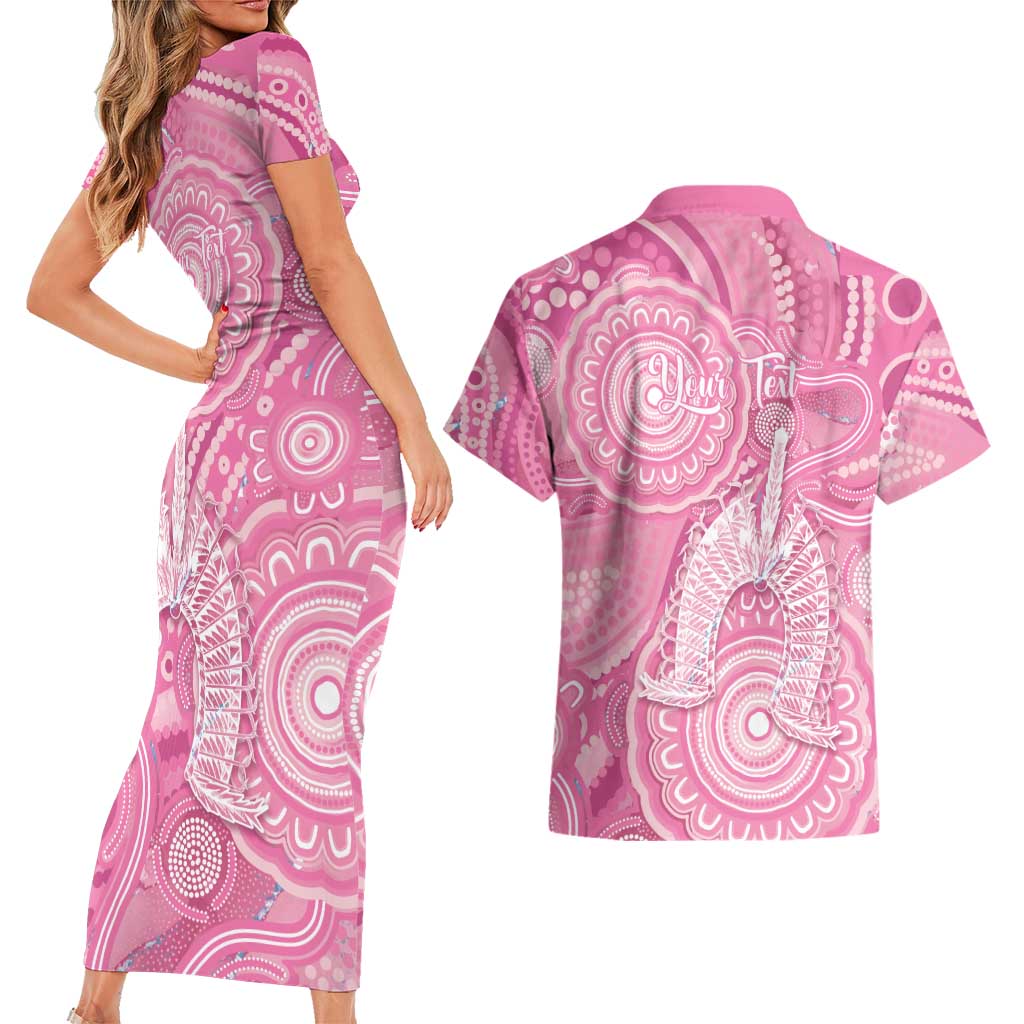 50 Years Deadly NAIDOC Week 2026 Personalised Couples Matching Short Sleeve Bodycon Dress and Hawaiian Shirt Dhari Pink Indigenous Art