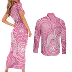 50 Years Deadly NAIDOC Week 2026 Personalised Couples Matching Short Sleeve Bodycon Dress and Long Sleeve Button Shirt Dhari Pink Indigenous Art