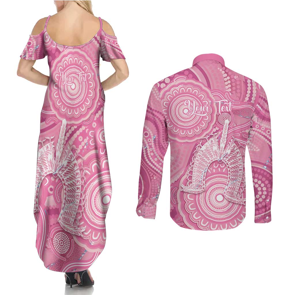 50 Years Deadly NAIDOC Week 2026 Personalised Couples Matching Summer Maxi Dress and Long Sleeve Button Shirt Dhari Pink Indigenous Art