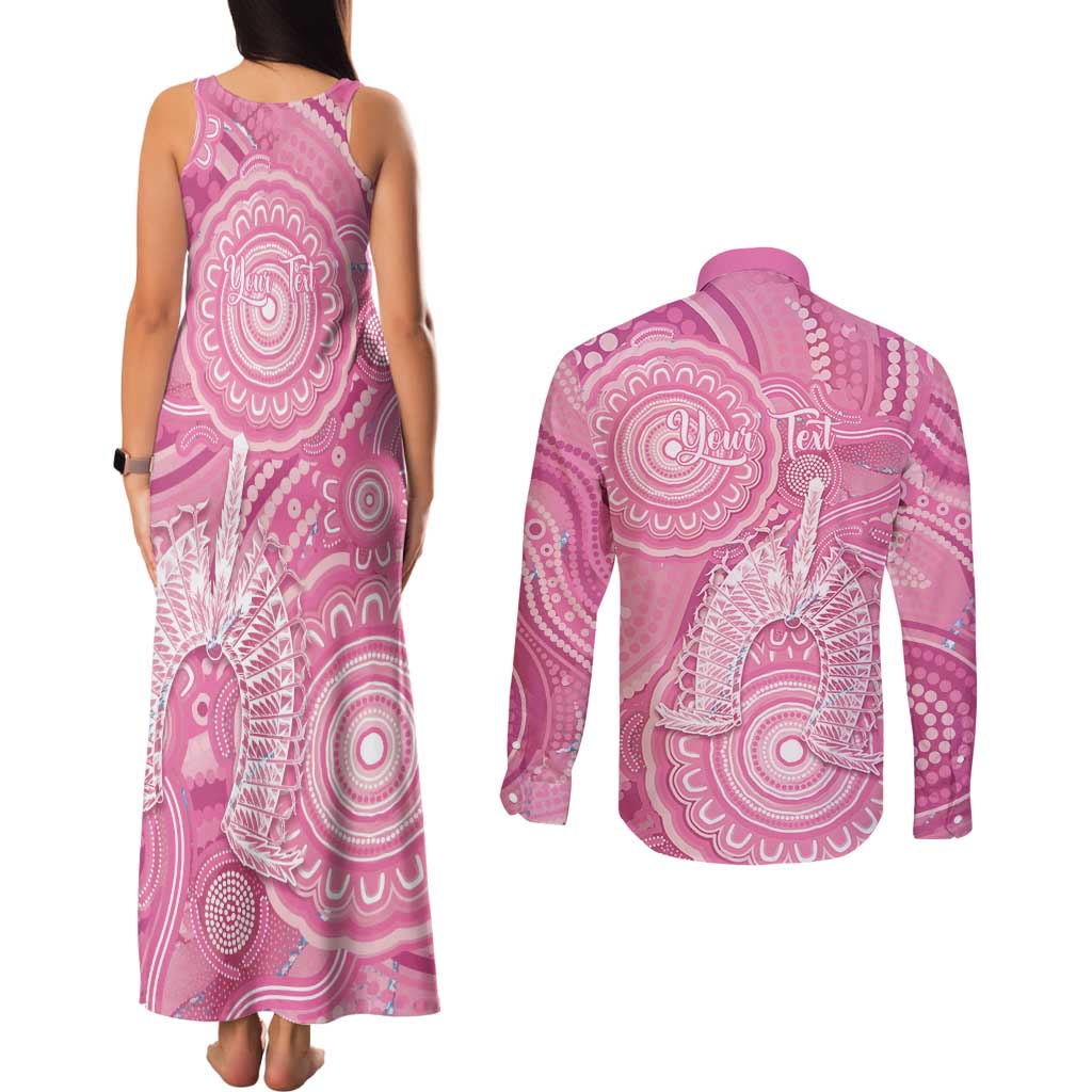 50 Years Deadly NAIDOC Week 2026 Personalised Couples Matching Tank Maxi Dress and Long Sleeve Button Shirt Dhari Pink Indigenous Art