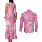 50 Years Deadly NAIDOC Week 2026 Personalised Couples Matching Tank Maxi Dress and Long Sleeve Button Shirt Dhari Pink Indigenous Art