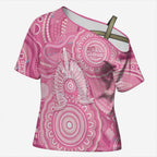 50 Years Deadly NAIDOC Week 2026 Personalised Cross Shoulder Shirt Dhari Pink Indigenous Art