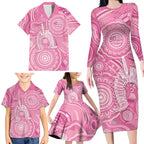 50 Years Deadly NAIDOC Week 2026 Personalised Family Matching Long Sleeve Bodycon Dress and Hawaiian Shirt Dhari Pink Indigenous Art