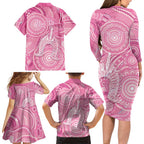 50 Years Deadly NAIDOC Week 2026 Personalised Family Matching Long Sleeve Bodycon Dress and Hawaiian Shirt Dhari Pink Indigenous Art