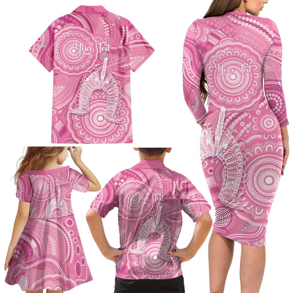 50 Years Deadly NAIDOC Week 2026 Personalised Family Matching Long Sleeve Bodycon Dress and Hawaiian Shirt Dhari Pink Indigenous Art