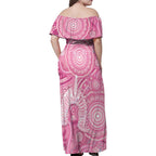 50 Years Deadly NAIDOC Week 2026 Personalised Family Matching Off Shoulder Maxi Dress and Hawaiian Shirt Dhari Pink Indigenous Art