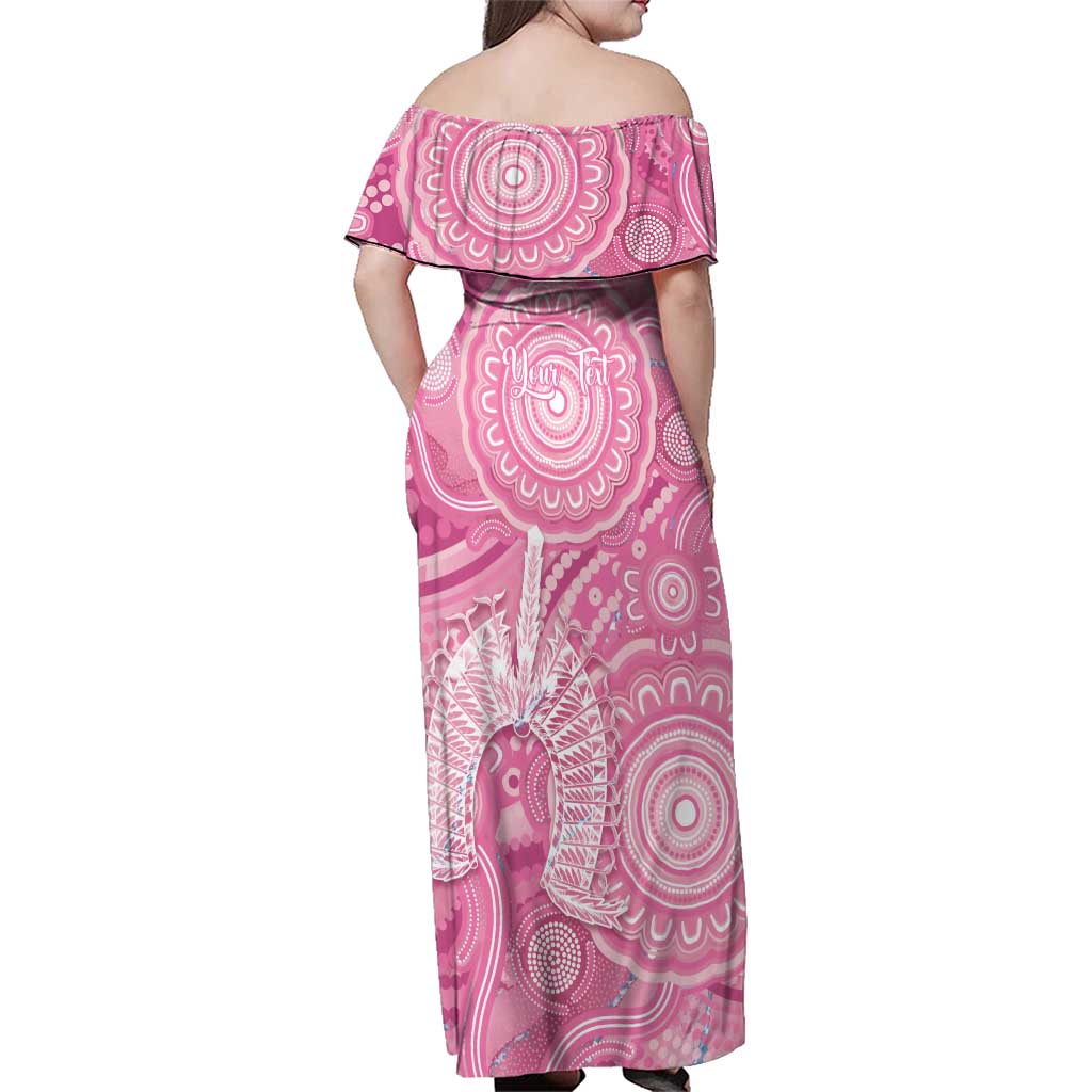 50 Years Deadly NAIDOC Week 2026 Personalised Family Matching Off Shoulder Maxi Dress and Hawaiian Shirt Dhari Pink Indigenous Art