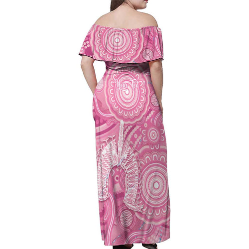 50 Years Deadly NAIDOC Week 2026 Personalised Family Matching Off Shoulder Maxi Dress and Hawaiian Shirt Dhari Pink Indigenous Art