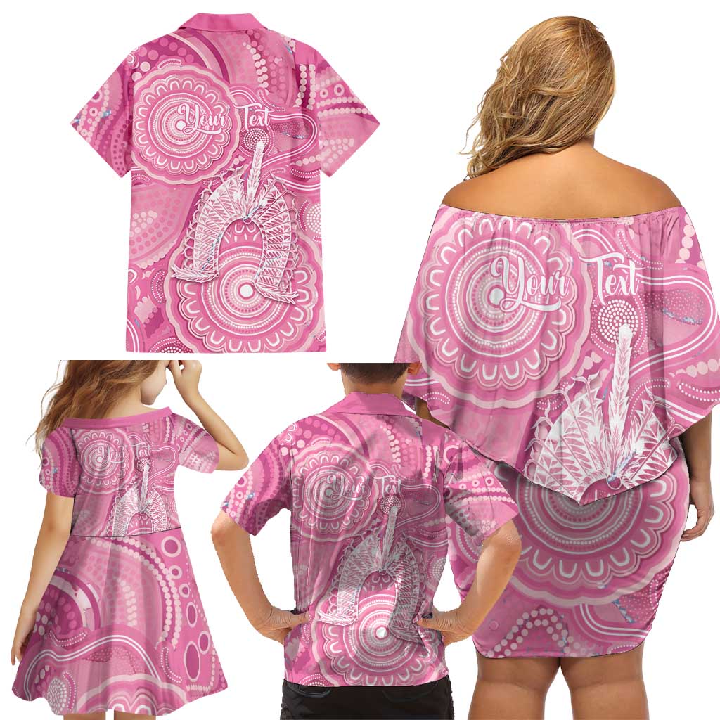 50 Years Deadly NAIDOC Week 2026 Personalised Family Matching Off Shoulder Short Dress and Hawaiian Shirt Dhari Pink Indigenous Art