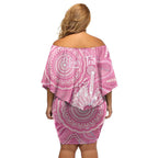 50 Years Deadly NAIDOC Week 2026 Personalised Family Matching Off Shoulder Short Dress and Hawaiian Shirt Dhari Pink Indigenous Art