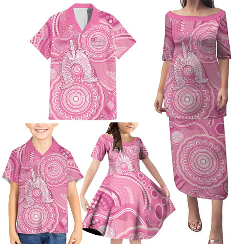 50 Years Deadly NAIDOC Week 2026 Personalised Family Matching Puletasi and Hawaiian Shirt Dhari Pink Indigenous Art