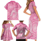 50 Years Deadly NAIDOC Week 2026 Personalised Family Matching Short Sleeve Bodycon Dress and Hawaiian Shirt Dhari Pink Indigenous Art