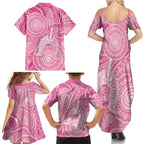 50 Years Deadly NAIDOC Week 2026 Personalised Family Matching Summer Maxi Dress and Hawaiian Shirt Dhari Pink Indigenous Art