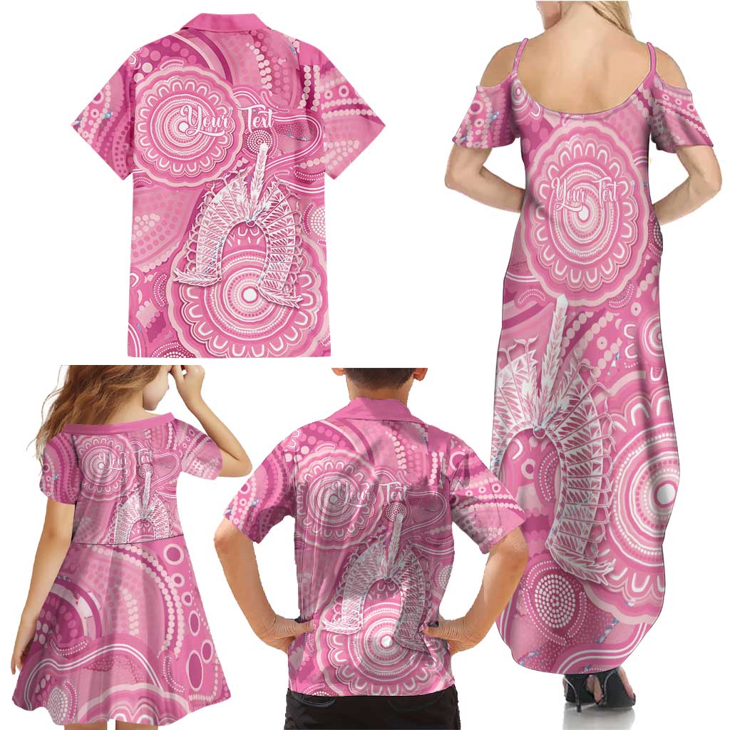 50 Years Deadly NAIDOC Week 2026 Personalised Family Matching Summer Maxi Dress and Hawaiian Shirt Dhari Pink Indigenous Art
