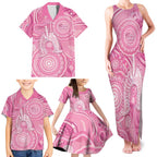 50 Years Deadly NAIDOC Week 2026 Personalised Family Matching Tank Maxi Dress and Hawaiian Shirt Dhari Pink Indigenous Art