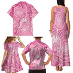 50 Years Deadly NAIDOC Week 2026 Personalised Family Matching Tank Maxi Dress and Hawaiian Shirt Dhari Pink Indigenous Art