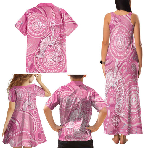 50 Years Deadly NAIDOC Week 2026 Personalised Family Matching Tank Maxi Dress and Hawaiian Shirt Dhari Pink Indigenous Art
