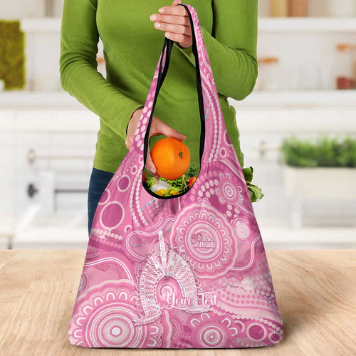 50 Years Deadly NAIDOC Week 2026 Personalised Grocery Bag Dhari Pink Indigenous Art